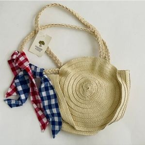 Nordstrom Beige Straw Scarf Tassel Summer Spring Bag For Girls